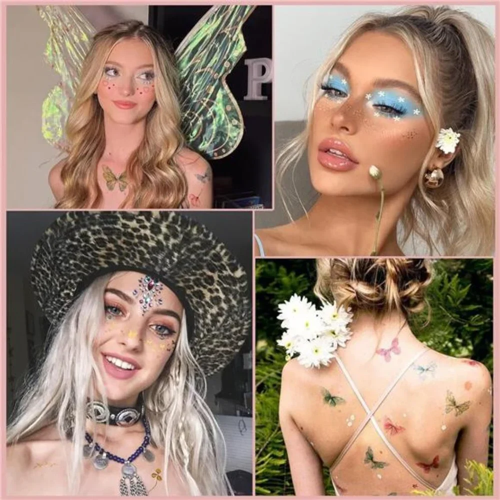 32 Sheets Face Temporary Tattoo, 20 sheets Glitter Metallic Freckle Tattoos